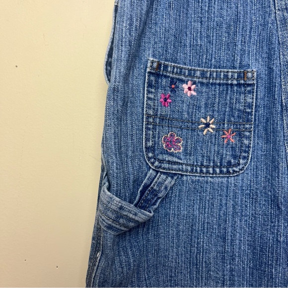 Baby GAP Embroidered Pink Floral Denim Overalls Y2K vintage - Picture 7 of 13